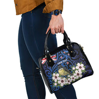 Tomtit New Zealand Personalised Shoulder Handbag Miromiro Manuka Flower Maori Pattern LT22 - Polynesian Pride