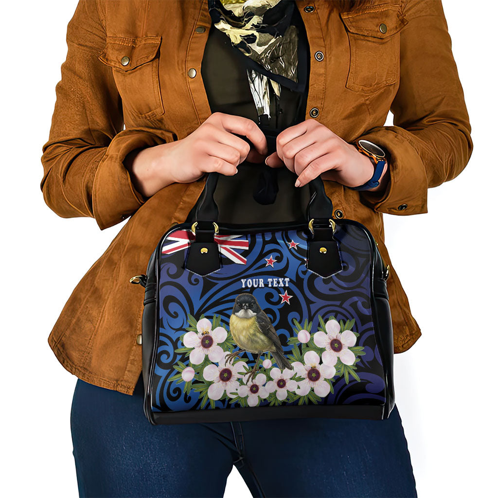 Tomtit New Zealand Personalised Shoulder Handbag Miromiro Manuka Flower Maori Pattern LT22 - Polynesian Pride