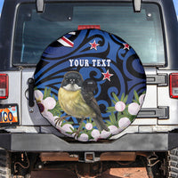 Tomtit New Zealand Personalised Spare Tire Cover Miromiro Manuka Flower Maori Pattern LT22 Blue - Polynesian Pride