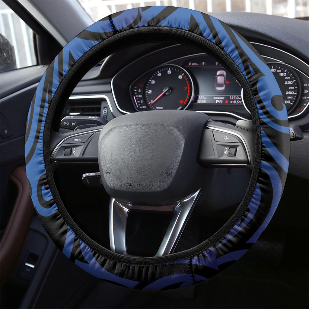 Tomtit New Zealand Steering Wheel Cover Miromiro Manuka Flower Maori Pattern LT22 - Polynesian Pride