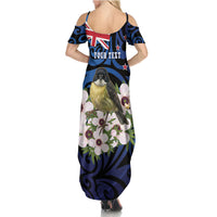 Tomtit New Zealand Personalised Summer Maxi Dress Miromiro Manuka Flower Maori Pattern LT22 - Polynesian Pride