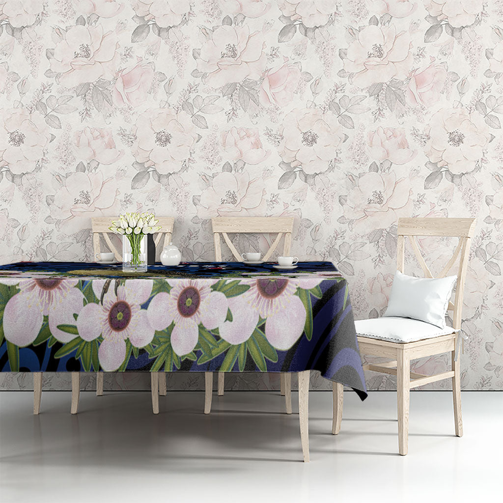 Tomtit New Zealand Personalised Tablecloth Miromiro Manuka Flower Maori Pattern LT22 - Polynesian Pride