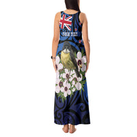 Tomtit New Zealand Personalised Tank Maxi Dress Miromiro Manuka Flower Maori Pattern LT22 - Polynesian Pride