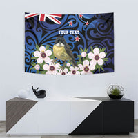 Tomtit New Zealand Personalised Tapestry Miromiro Manuka Flower Maori Pattern LT22 - Polynesian Pride