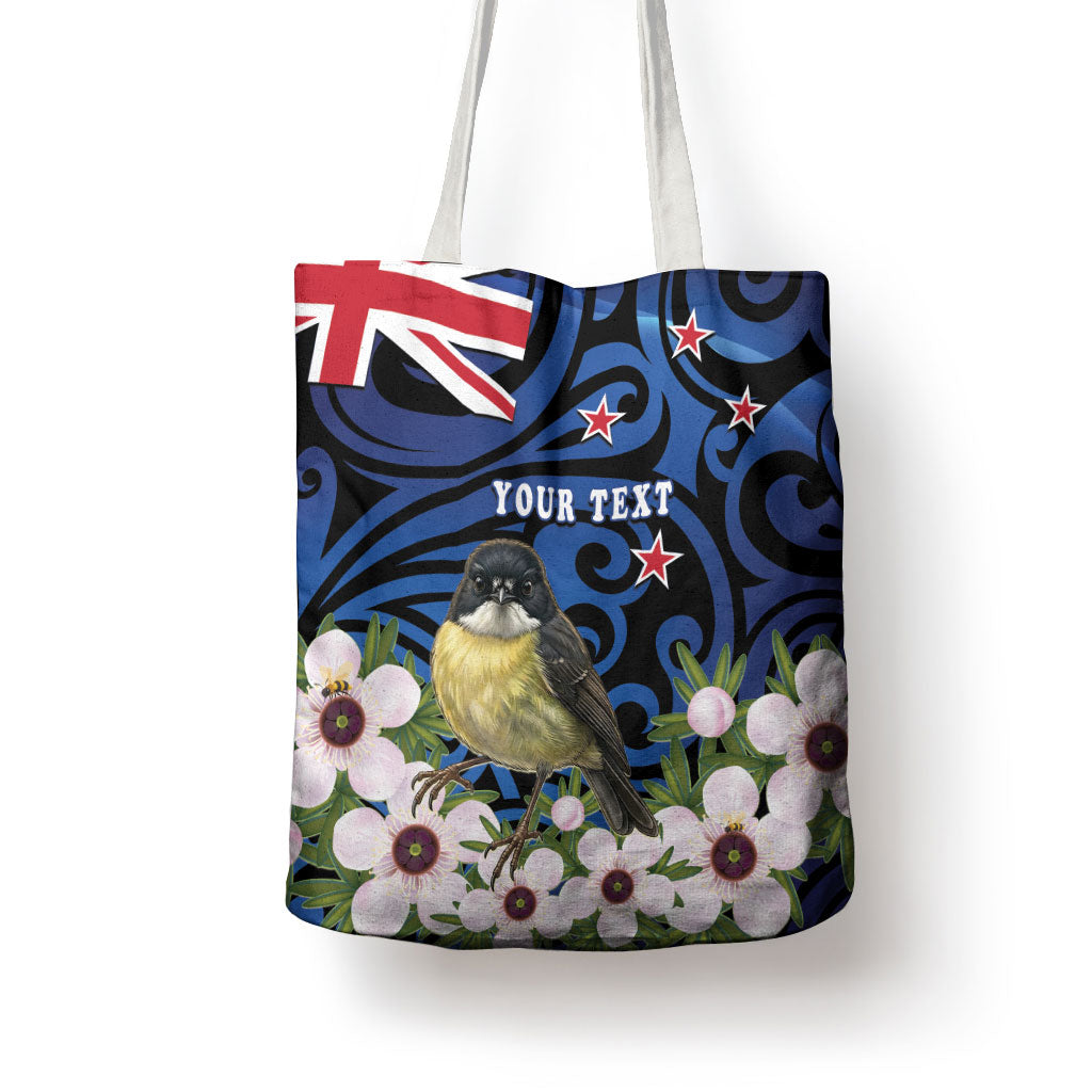 Tomtit New Zealand Personalised Tote Bag Miromiro Manuka Flower Maori Pattern LT22 - Polynesian Pride