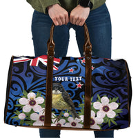 Tomtit New Zealand Personalised Travel Bag Miromiro Manuka Flower Maori Pattern LT22 Blue - Polynesian Pride