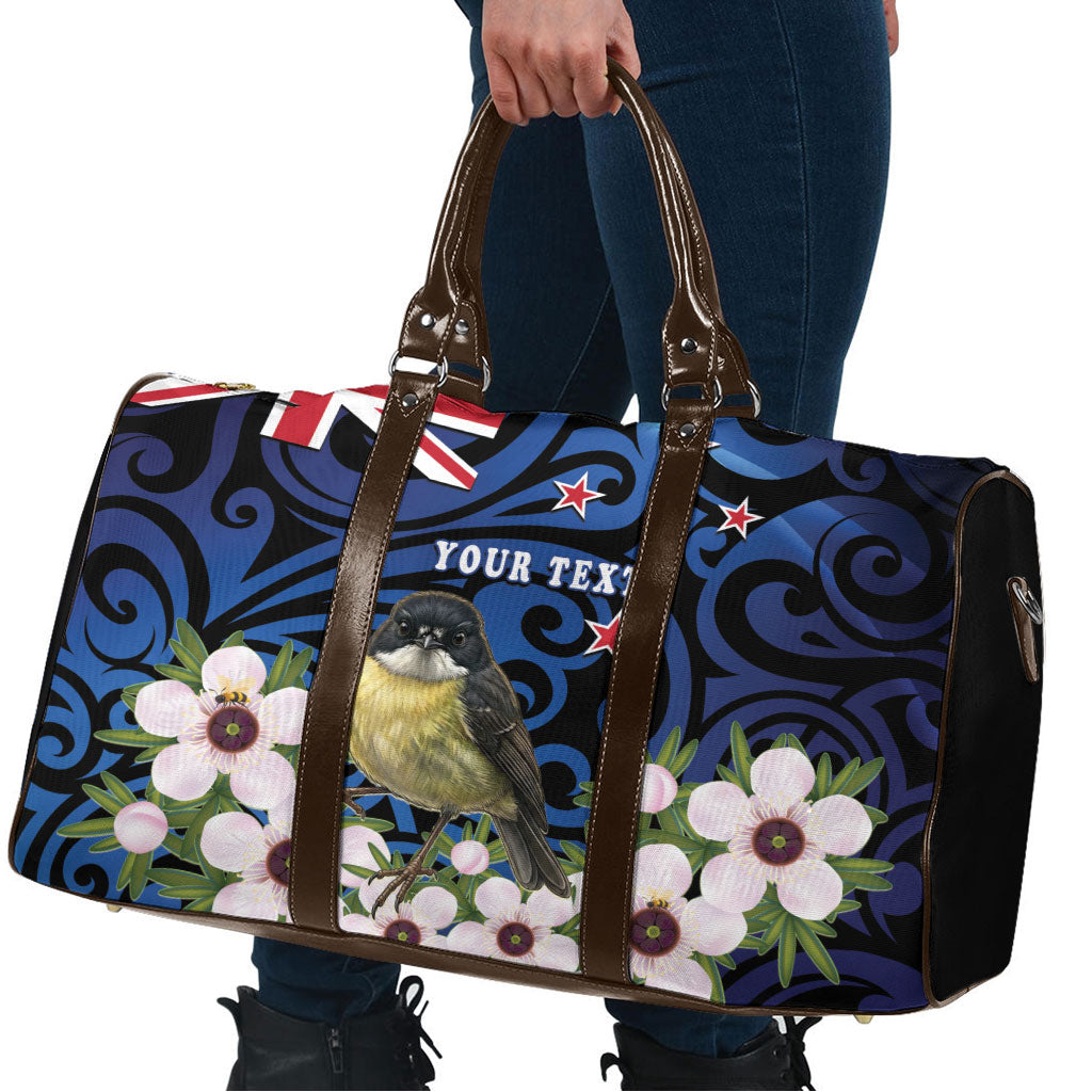 Tomtit New Zealand Personalised Travel Bag Miromiro Manuka Flower Maori Pattern LT22 - Polynesian Pride