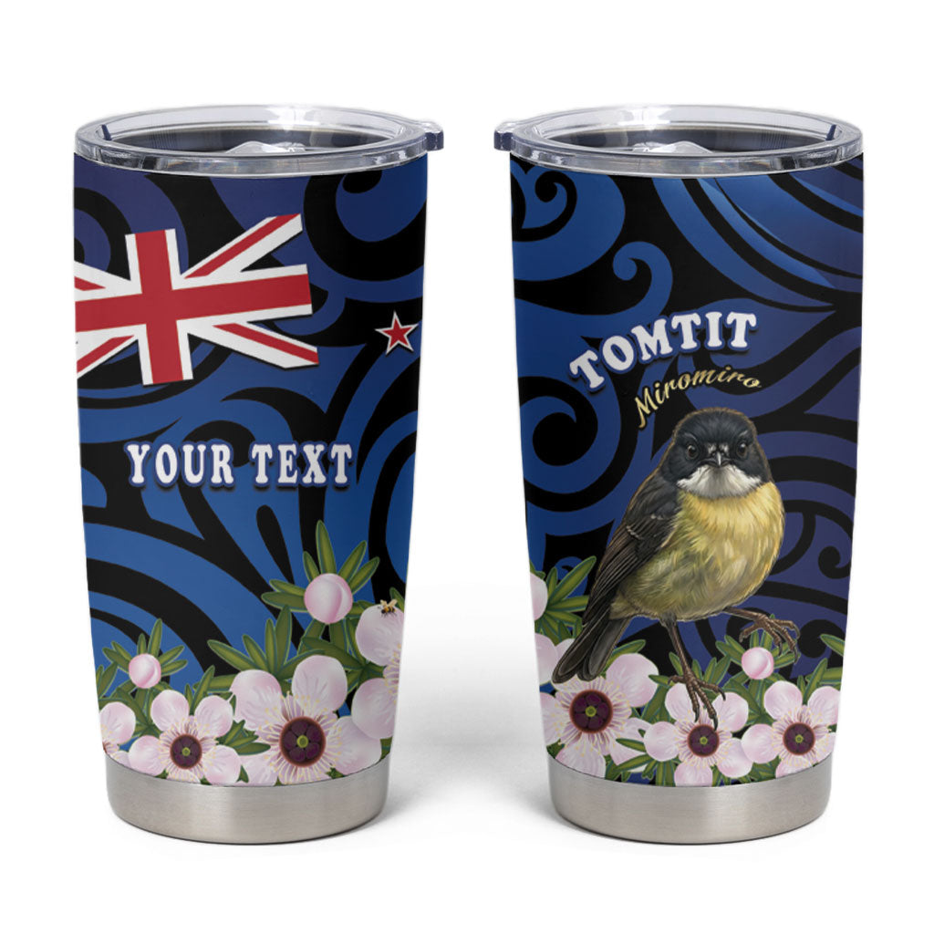 Tomtit New Zealand Personalised Tumbler Cup Miromiro Manuka Flower Maori Pattern