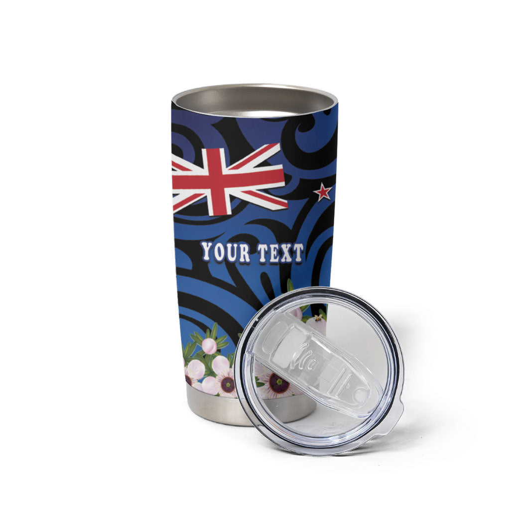Tomtit New Zealand Personalised Tumbler Cup Miromiro Manuka Flower Maori Pattern
