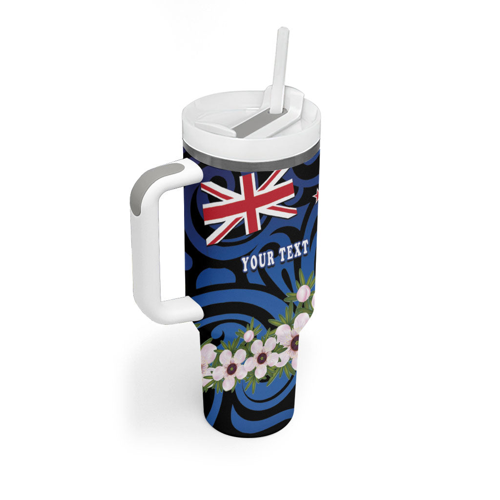 Tomtit New Zealand Personalised Tumbler With Handle Miromiro Manuka Flower Maori Pattern LT22 - Polynesian Pride