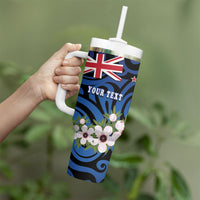 Tomtit New Zealand Personalised Tumbler With Handle Miromiro Manuka Flower Maori Pattern LT22 - Polynesian Pride
