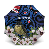 Tomtit New Zealand Personalised Umbrella Miromiro Manuka Flower Maori Pattern LT22 One Size Folded 11.42 inch Opened Diameter 37.4 inch Blue - Polynesian Pride