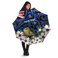 Tomtit New Zealand Personalised Umbrella Miromiro Manuka Flower Maori Pattern LT22 - Polynesian Pride