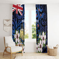 Tomtit New Zealand Personalised Window Curtain Miromiro Manuka Flower Maori Pattern LT22 - Polynesian Pride
