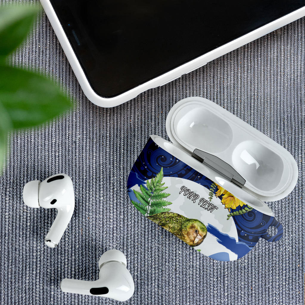 Kakapo New Zealand Personalised AirPods Case Kowhai Flower Silver Fern Maori Pattern LT22 - Polynesian Pride
