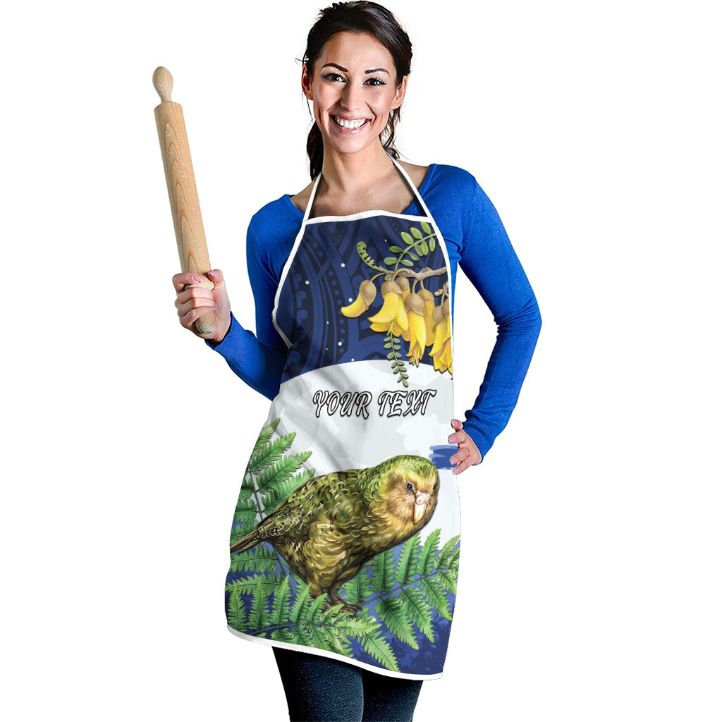 Kakapo New Zealand Personalised Apron Kowhai Flower Silver Fern Maori Pattern LT22 - Polynesian Pride