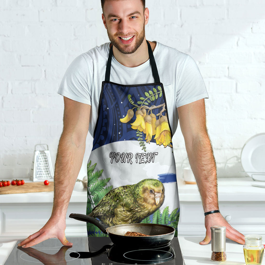 Kakapo New Zealand Personalised Apron Kowhai Flower Silver Fern Maori Pattern LT22 - Polynesian Pride
