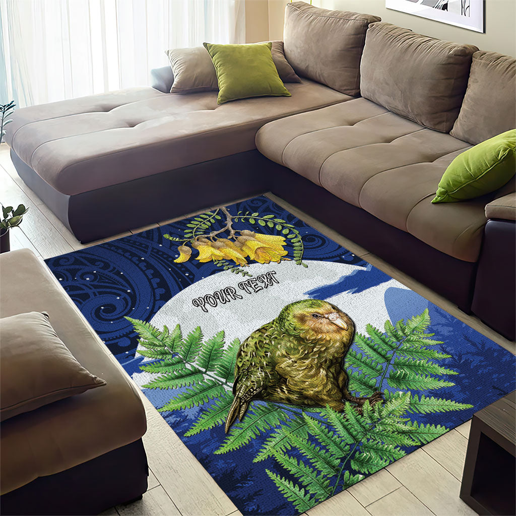 Kakapo New Zealand Personalised Area Rug Kowhai Flower Silver Fern Maori Pattern LT22 - Polynesian Pride