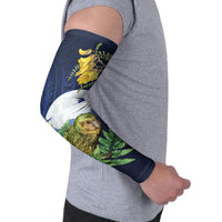 Kakapo New Zealand Personalised Arm Sleeves Kowhai Flower Silver Fern Maori Pattern