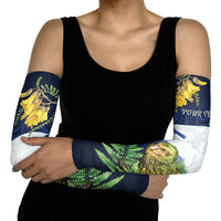 Kakapo New Zealand Personalised Arm Sleeves Kowhai Flower Silver Fern Maori Pattern