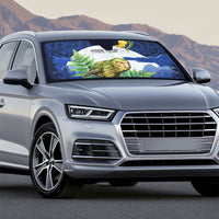 Kakapo New Zealand Personalised Auto Sun Shade Kowhai Flower Silver Fern Maori Pattern LT22 - Polynesian Pride