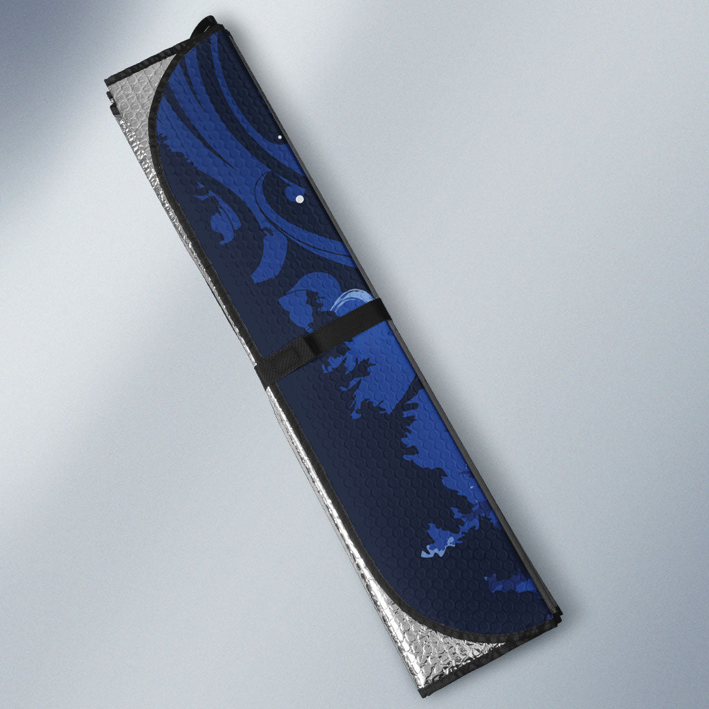 Kakapo New Zealand Personalised Auto Sun Shade Kowhai Flower Silver Fern Maori Pattern LT22 - Polynesian Pride
