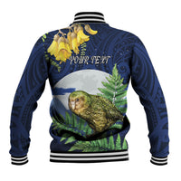 Kakapo New Zealand Personalised Baseball Jacket Kowhai Flower Silver Fern Maori Pattern LT22 - Polynesian Pride