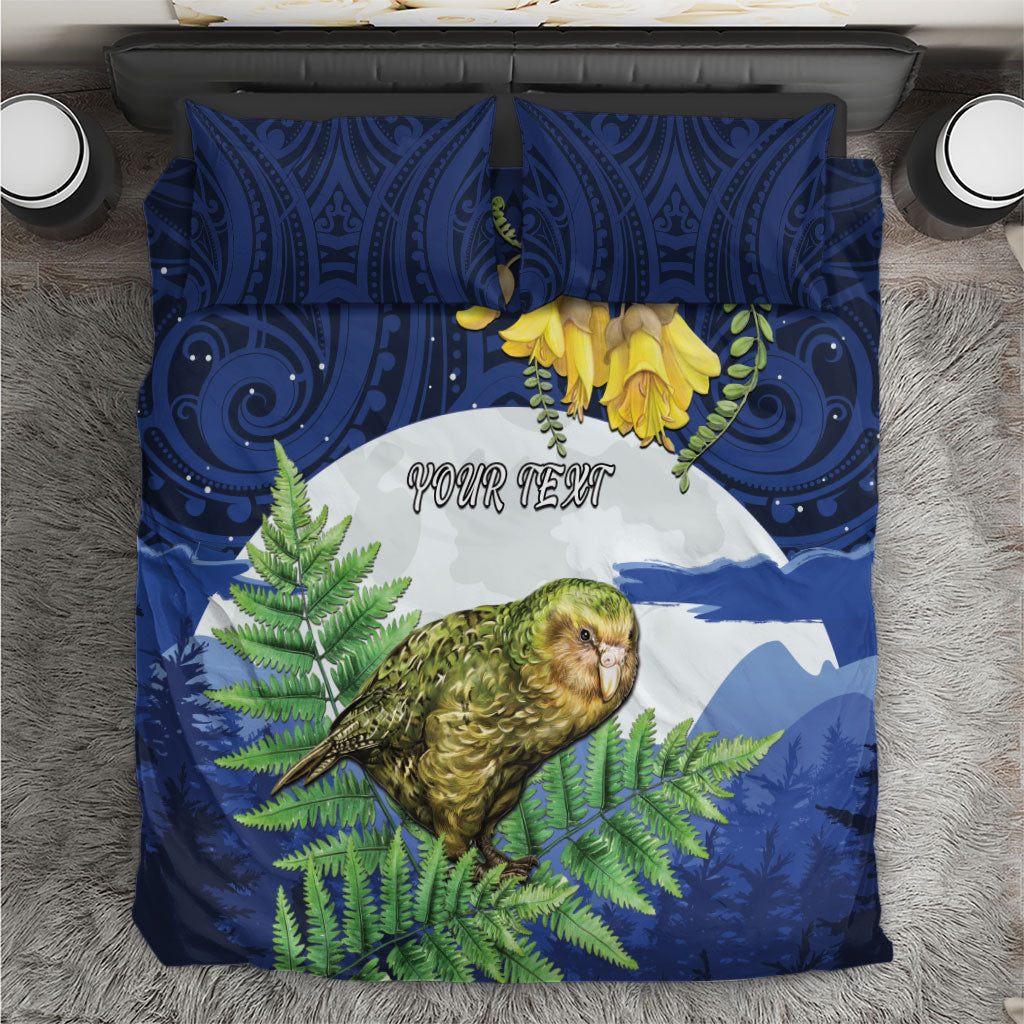 Kakapo New Zealand Personalised Bedding Set Kowhai Flower Silver Fern Maori Pattern
