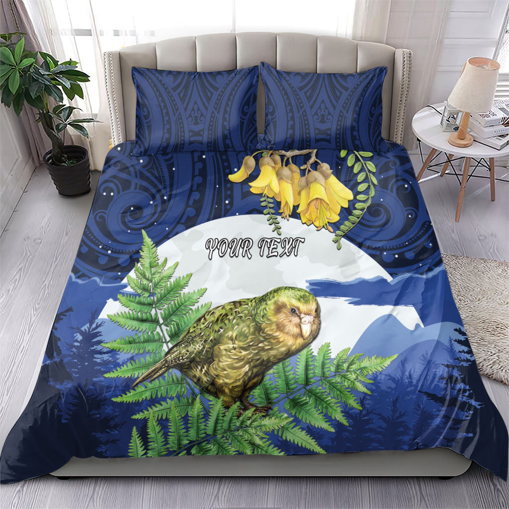 Kakapo New Zealand Personalised Bedding Set Kowhai Flower Silver Fern Maori Pattern LT22 - Polynesian Pride