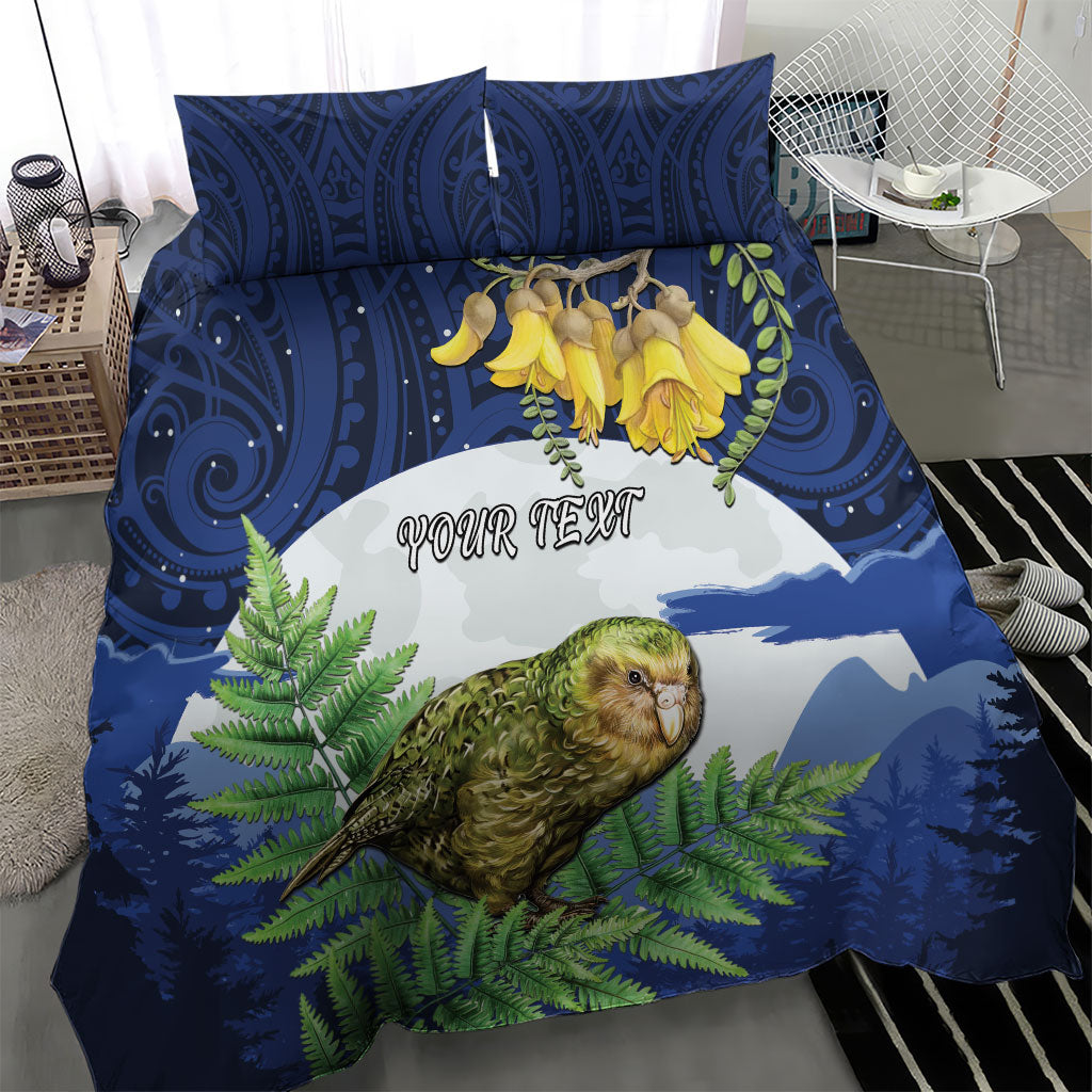 Kakapo New Zealand Personalised Bedding Set Kowhai Flower Silver Fern Maori Pattern LT22 - Polynesian Pride