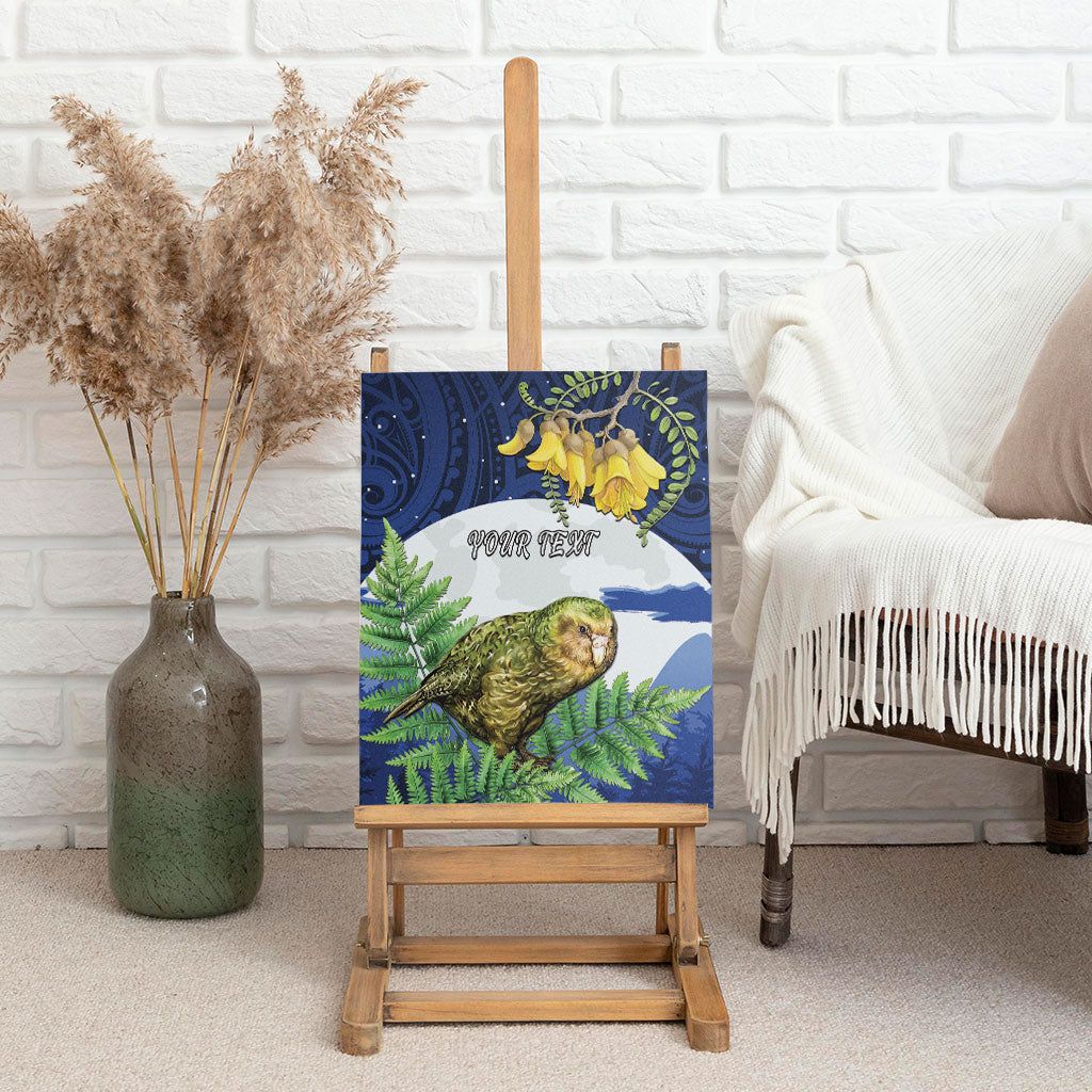 Kakapo New Zealand Personalised Canvas Wall Art Kowhai Flower Silver Fern Maori Pattern LT22 - Polynesian Pride