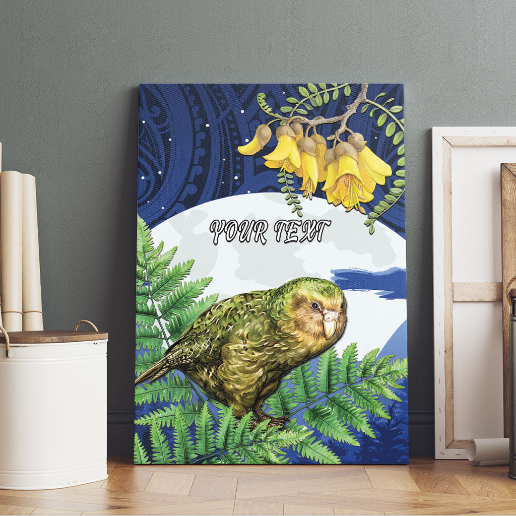 Kakapo New Zealand Personalised Canvas Wall Art Kowhai Flower Silver Fern Maori Pattern LT22 - Polynesian Pride