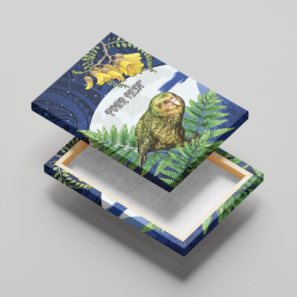 Kakapo New Zealand Personalised Canvas Wall Art Kowhai Flower Silver Fern Maori Pattern LT22 - Polynesian Pride