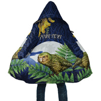 Kakapo New Zealand Personalised Cloak Kowhai Flower Silver Fern Maori Pattern LT22 Unisex Blue - Polynesian Pride