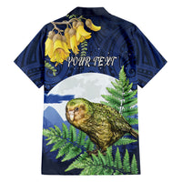 Kakapo New Zealand Personalised Family Matching Off Shoulder Short Dress and Hawaiian Shirt Kowhai Flower Silver Fern Maori Pattern
