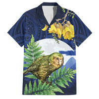 Kakapo New Zealand Personalised Family Matching Puletasi and Hawaiian Shirt Kowhai Flower Silver Fern Maori Pattern