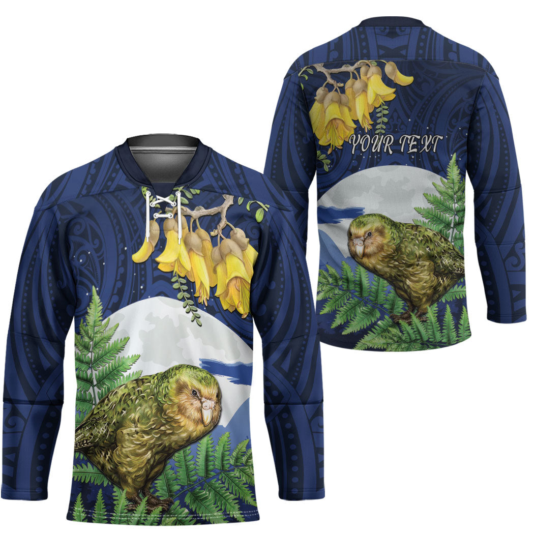 Kakapo New Zealand Personalised Hockey Jersey Kowhai Flower Silver Fern Maori Pattern
