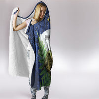 Kakapo New Zealand Personalised Hooded Blanket Kowhai Flower Silver Fern Maori Pattern