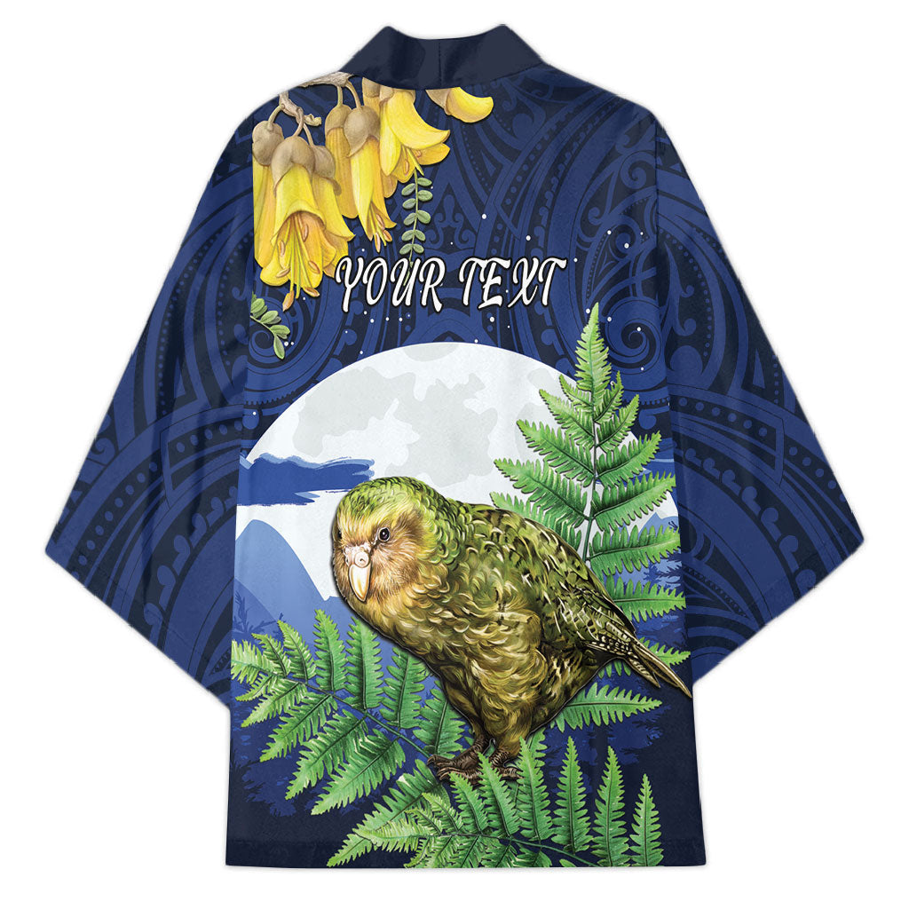 Kakapo New Zealand Personalised Kimono Kowhai Flower Silver Fern Maori Pattern LT22 - Polynesian Pride