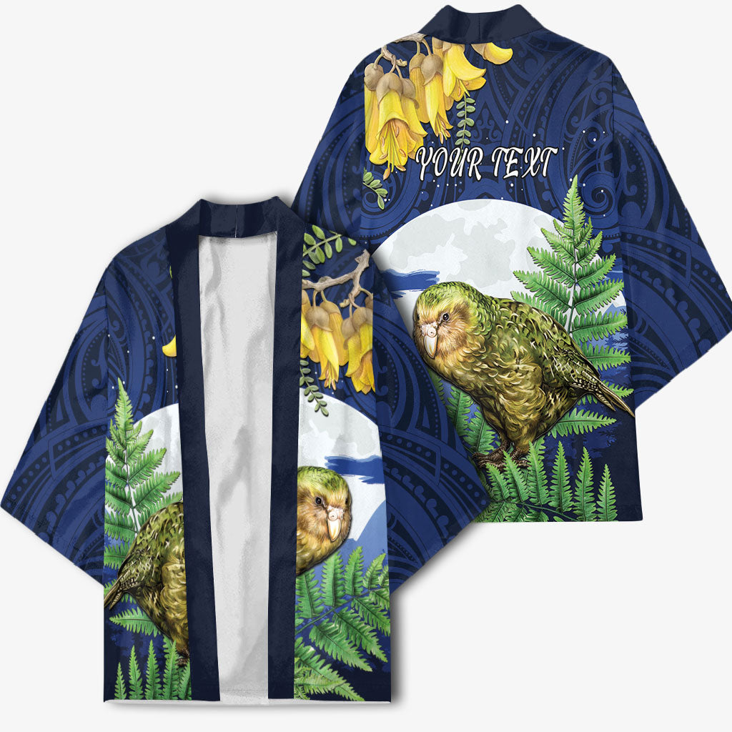 Kakapo New Zealand Personalised Kimono Kowhai Flower Silver Fern Maori Pattern LT22 - Polynesian Pride