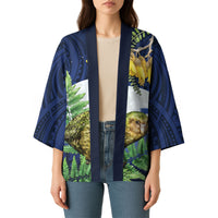 Kakapo New Zealand Personalised Kimono Kowhai Flower Silver Fern Maori Pattern LT22 - Polynesian Pride