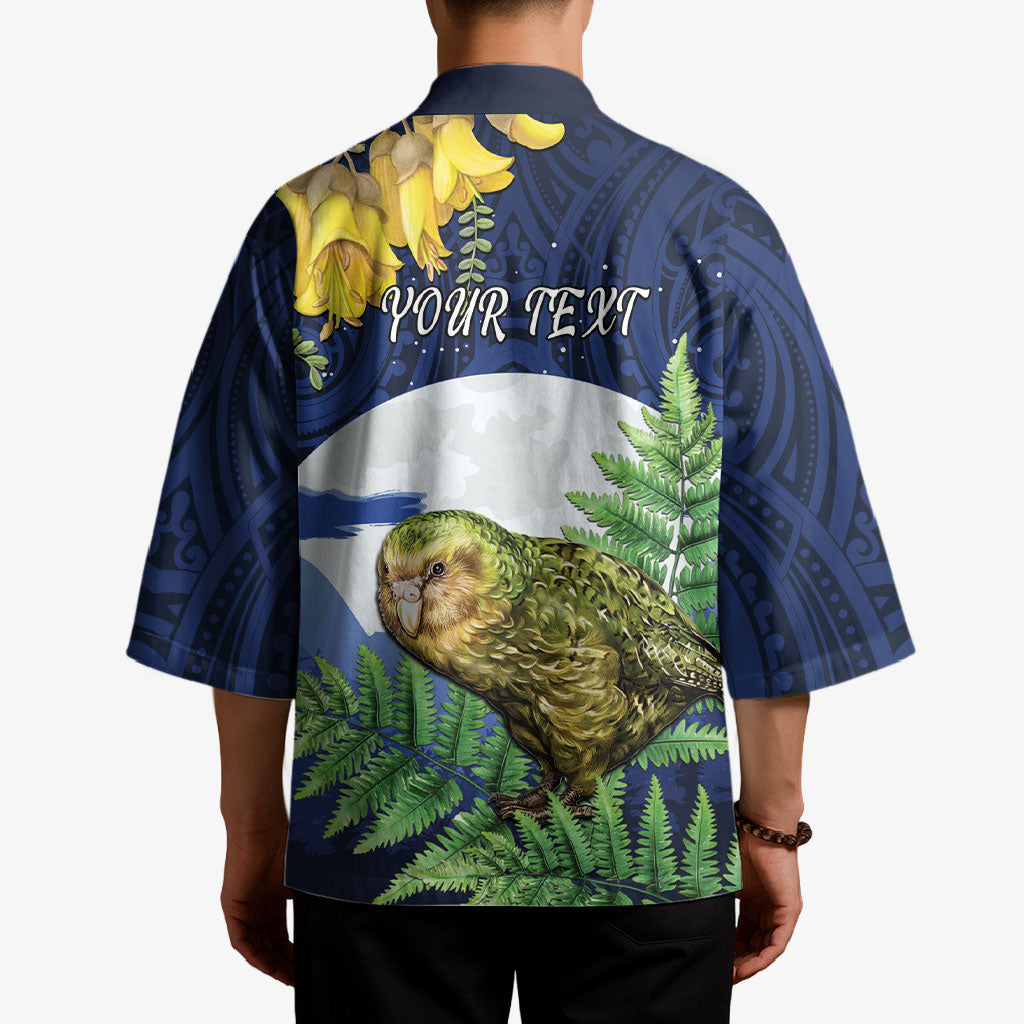 Kakapo New Zealand Personalised Kimono Kowhai Flower Silver Fern Maori Pattern LT22 - Polynesian Pride