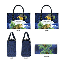 Kakapo New Zealand Personalised Leather Bag Kowhai Flower Silver Fern Maori Pattern LT22 - Polynesian Pride