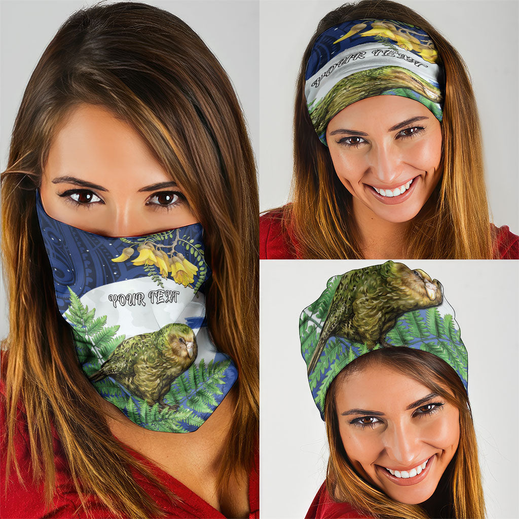 Kakapo New Zealand Personalised Neck Gaiter Kowhai Flower Silver Fern Maori Pattern LT22 - Polynesian Pride