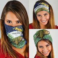 Kakapo New Zealand Personalised Neck Gaiter Kowhai Flower Silver Fern Maori Pattern LT22 - Polynesian Pride
