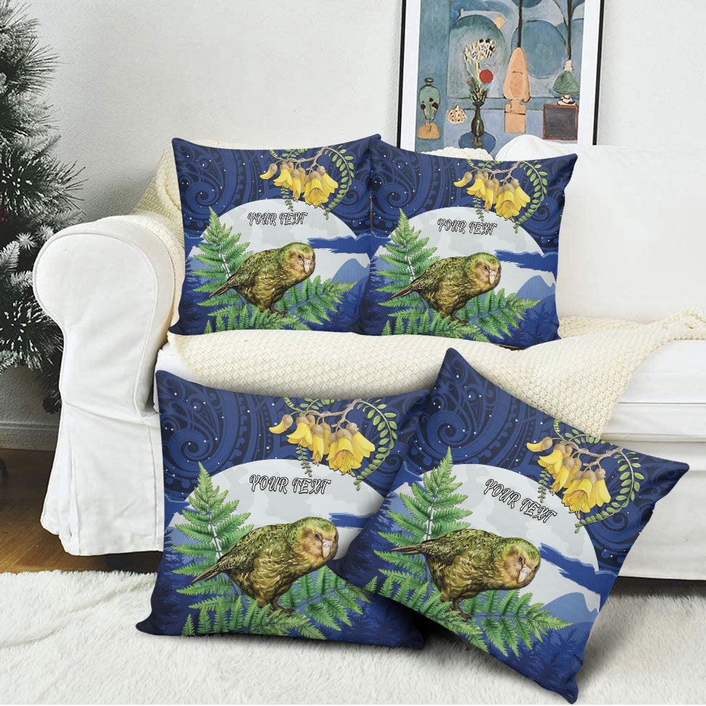 Kakapo New Zealand Personalised Pillow Cover Kowhai Flower Silver Fern Maori Pattern LT22 - Polynesian Pride
