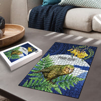 Kakapo New Zealand Personalised Puzzle Kowhai Flower Silver Fern Maori Pattern LT22 - Polynesian Pride
