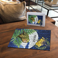 Kakapo New Zealand Personalised Puzzle Kowhai Flower Silver Fern Maori Pattern LT22 - Polynesian Pride