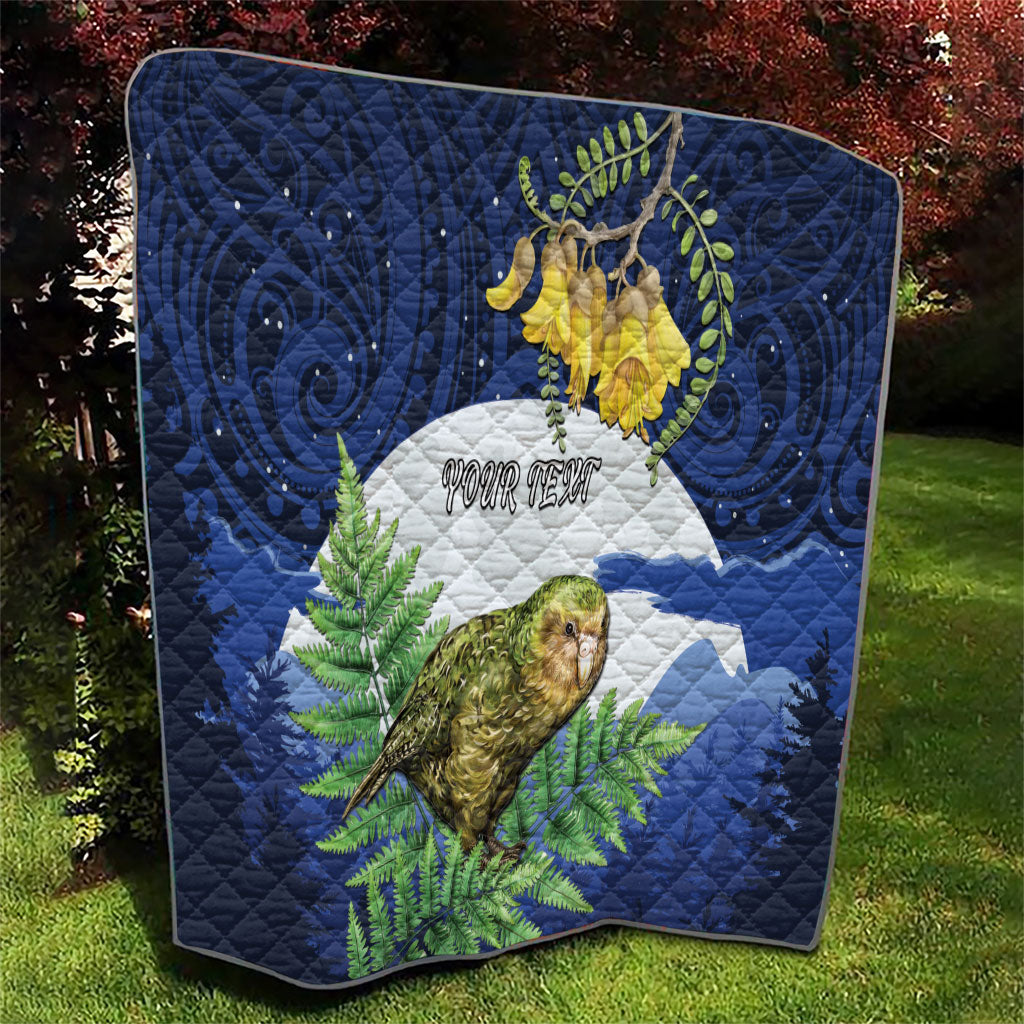 Kakapo New Zealand Personalised Quilt Kowhai Flower Silver Fern Maori Pattern LT22 - Polynesian Pride