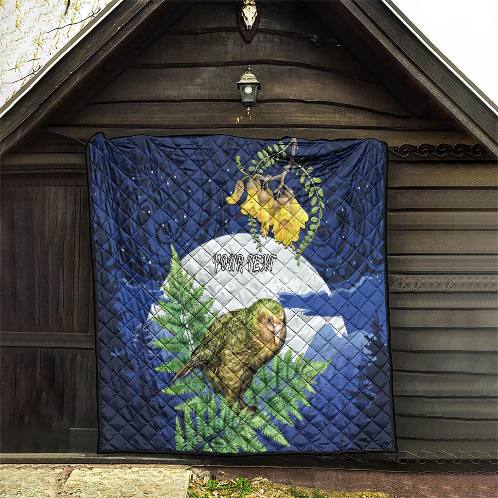 Kakapo New Zealand Personalised Quilt Kowhai Flower Silver Fern Maori Pattern LT22 - Polynesian Pride